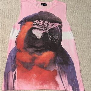Topshop Pink Parrot Graphic Tank- size 4